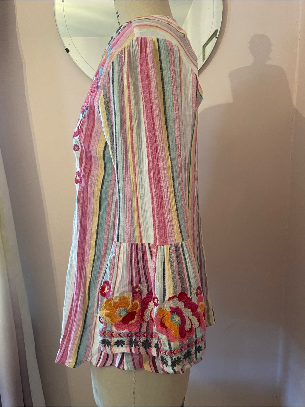 Savanna Jane Striped Tunic with Multicolor Floral Embroidery - Picture 3 of 5